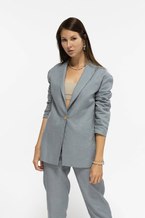 Buy Free People women 3 piece summer linen tube with blazer and pant suit  set sand Online | Brands For Less